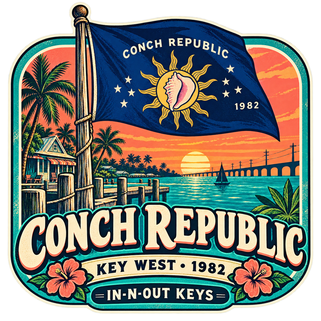 The Conch Republic flag, symbol of the Florida Keys' 1982 secession from the United States