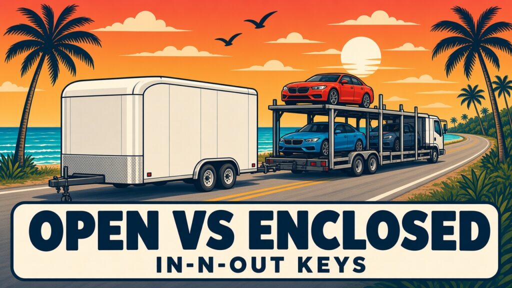 Open and enclosed car carriers in the Florida Keys
