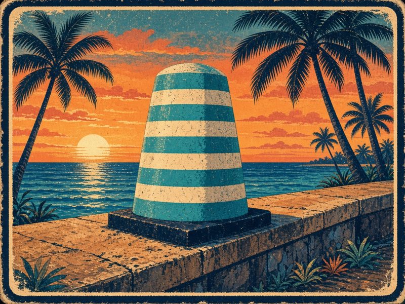 Vintage Florida Keys postcard illustration: Southernmost Point